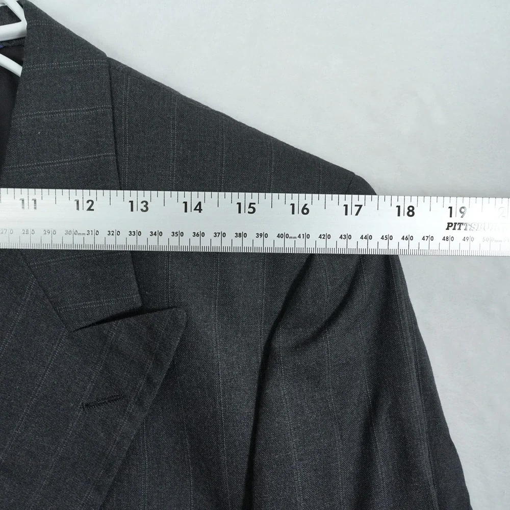 Vtg Burberrys Mens Charcoal Pinstripe Double Breasted Wool Suit Saks 5th 33x30